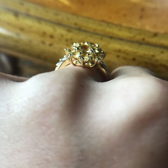 Natural Heliodor Yellow Beryl Sterling Silver Cocktail Ring Size 7 - Picture 3 of 8